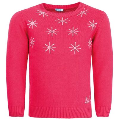 Dziewczęcy sweter w śnieżynki różowy Lief r.74 Dziewczęcy sweter w śnieżynki różowy Lief r.74
