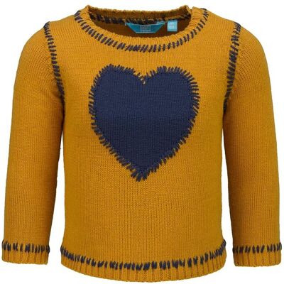 Dziewczęcy sweter z serduszkiem żółty Lief r.104 Dziewczęcy sweter z serduszkiem żółty Lief r.104
