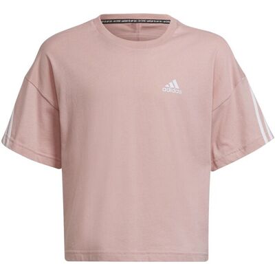 Koszulka dziewczęca Adidas Fi 3S Tee bawełniana różowa-104 Koszulka dziewczęca Adidas Fi 3S Tee bawełniana różowa-104