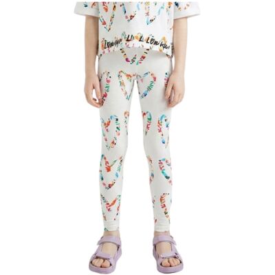 Legginsy dziewczęce Desigual Amore białe z nadrukiem -98 Legginsy dziewczęce Desigual Amore białe z nadrukiem -98