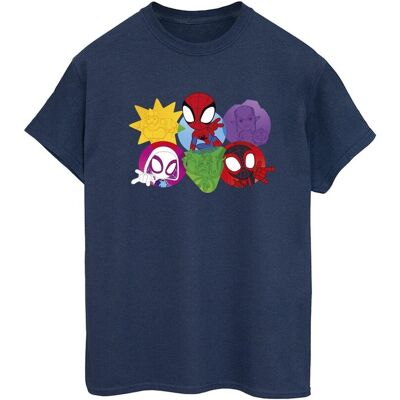 Marvel Damska / Damska Bawełniana Koszulka Chłopięca Spidey I Jego Niesamowici Przyjaciele Z Twarzami (3XL / Granatowy) Marvel Damska / Damska Bawełniana Koszulka Chłopięca Spidey I Jego Niesamowici Przyjaciele Z Twarzami (3XL / Granatowy)