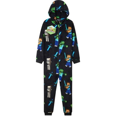 Minecraft Onesie, kombinezon dziecięcy, piżama dla chłopców, do spania, dla dzieci, ciepły kombinezon polarowy, czarny, 13-14 Lat Minecraft Onesie, kombinezon dziecięcy, piżama dla chłopców, do spania, dla dzieci, ciepły kombinezon polarowy, czarny, 13-14 Lat