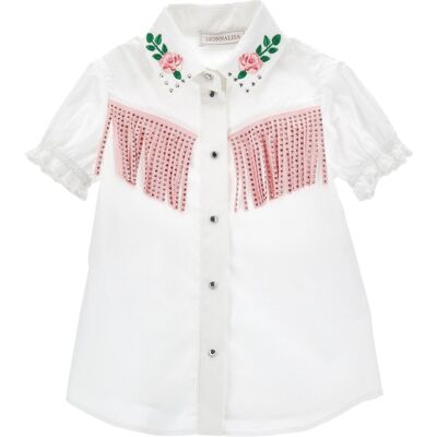 Monnalisa - Camicia Bianca Rodeo 11c300 3116 Monnalisa - Camicia Bianca Rodeo 11c300 3116