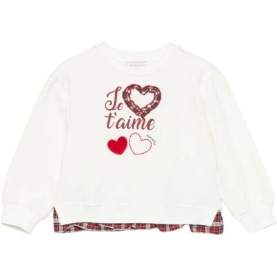 Monnalisa - Felpa Panna 001 Logo Rosso 19d639 4001 Monnalisa - Felpa Panna 001 Logo Rosso 19d639 4001