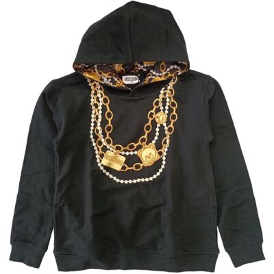 Moschino - Felpa Nera C/cappuccio 60100 Hdf03y Lda16 Moschino - Felpa Nera C/cappuccio 60100 Hdf03y Lda16