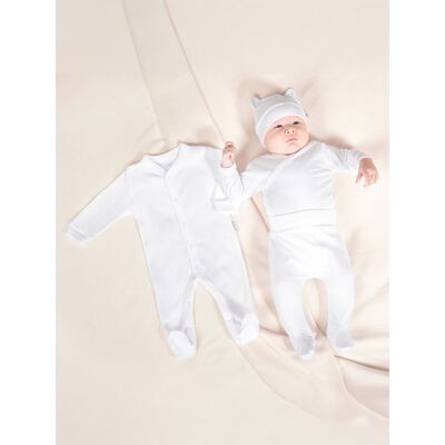 Niemowlęca wyprawka 4-ro elementowa body, pajac , półśpiochy oraz czapka biała Nicol,r.68 Niemowlęca wyprawka 4-ro elementowa body, pajac , półśpiochy oraz czapka biała Nicol,r.68