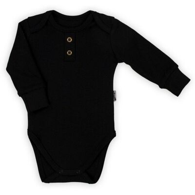 Niemowlęce body polo z długim rękawem czarne Nicol,r.80 Niemowlęce body polo z długim rękawem czarne Nicol,r.80
