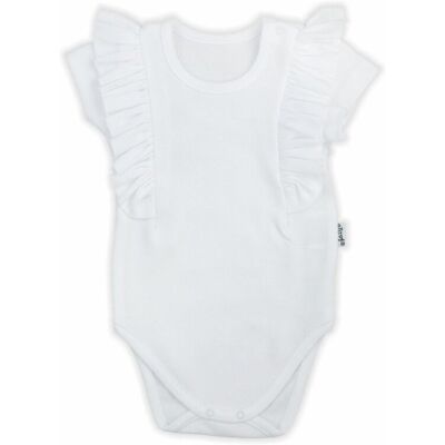 Niemowlęce body z krótkim rękawem z falbanką białe Nicol,r.80 Niemowlęce body z krótkim rękawem z falbanką białe Nicol,r.80