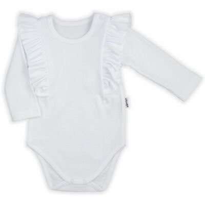 Niemowlęce body z krótkim rękawem z falbanką białe Nicol,r.92 Niemowlęce body z krótkim rękawem z falbanką białe Nicol,r.92