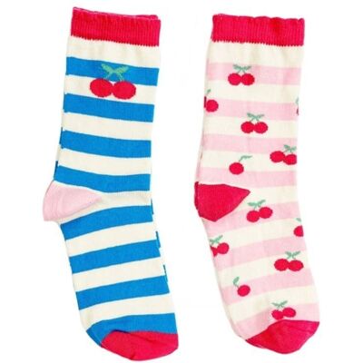 Rockahula Kids 2 pary skarpetek dla dziewczynki Cherry Stripe roz 17-19 cm Rockahula Kids 2 pary skarpetek dla dziewczynki Cherry Stripe roz 17-19 cm