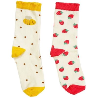 Rockahula Kids 2 pary skarpetek dla dziewczynki Strawberry Bee roz 20-23 cm Rockahula Kids 2 pary skarpetek dla dziewczynki Strawberry Bee roz 20-23 cm
