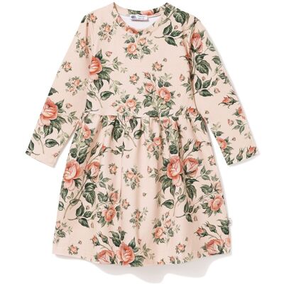 TuSzyte Sukienka bawełniana Flamingo Róże na beżu 104/110 TuSzyte Sukienka bawełniana Flamingo Róże na beżu 104/110