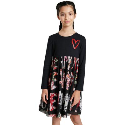 Sukienka dziewczęca Desigual Aina czarna z napisami-98 Sukienka dziewczęca Desigual Aina czarna z napisami-98