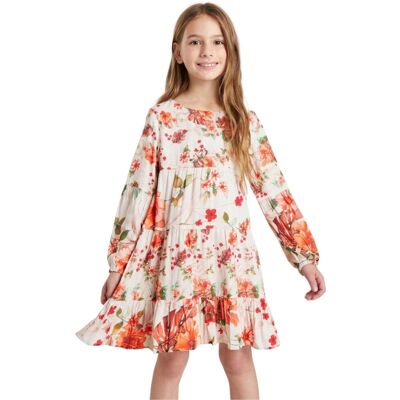 Sukienka dziewczęca Desigual Yhjandira z falabnami w kwiaty -98 Sukienka dziewczęca Desigual Yhjandira z falabnami w kwiaty -98