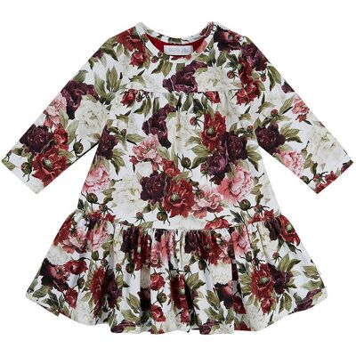 Ewa Collection Sukienka niemowlęca z przeszyciami Czerwone Kwiaty - 74 Ewa Collection Sukienka niemowlęca z przeszyciami Czerwone Kwiaty - 74