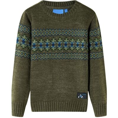vidaXL Sweter dziecięcy z dzianiny, khaki, 128 vidaXL Sweter dziecięcy z dzianiny, khaki, 128