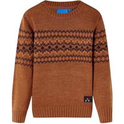 vidaXL Sweter dziecięcy z dzianiny, koniakowy, 128 vidaXL Sweter dziecięcy z dzianiny, koniakowy, 128