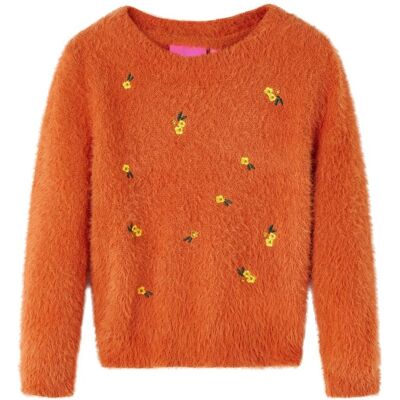 vidaXL Sweter dziecięcy z dzianiny, palony pomarańcz, 128 vidaXL Sweter dziecięcy z dzianiny, palony pomarańcz, 128