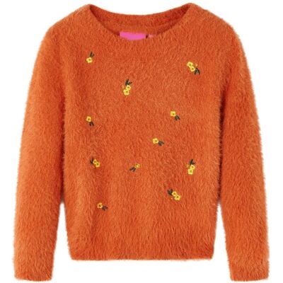 vidaXL Sweter dziecięcy z dzianiny, palony pomarańcz, 140 vidaXL Sweter dziecięcy z dzianiny, palony pomarańcz, 140