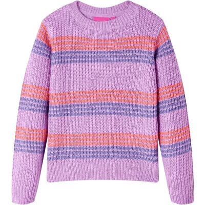 vidaXL Sweter dziecięcy z dzianiny, w paski, liliowo-różowy, 140 vidaXL Sweter dziecięcy z dzianiny, w paski, liliowo-różowy, 140