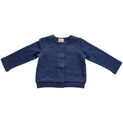 Sweter dziewczęcy Chicco granatowy rozpinany w serduszka-80 Sweter dziewczęcy Chicco granatowy rozpinany w serduszka-80