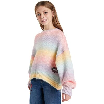 Sweter dziewczęcy Desigual Camelia tęczowy pastel -98 Sweter dziewczęcy Desigual Camelia tęczowy pastel -98