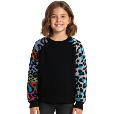 Sweter dziewczęcy Desigual Miniayla czarny panterka-110 Sweter dziewczęcy Desigual Miniayla czarny panterka-110