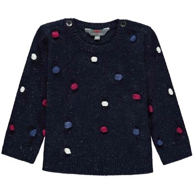Sweter dziewczęcy, granatowy, kropki, Kanz Sweter dziewczęcy, granatowy, kropki, Kanz