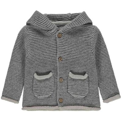 Sweter dziewczęcy z kapturem, rozpinany, szary, Kanz Sweter dziewczęcy z kapturem, rozpinany, szary, Kanz