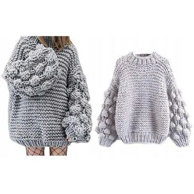 Pan i Pani Gadżet Sweter gruby oversize SZARY Pan i Pani Gadżet Sweter gruby oversize SZARY