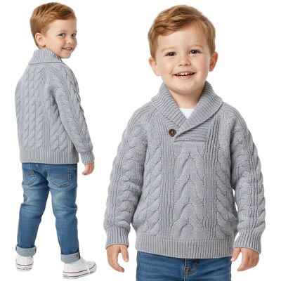 sarcia.eu Szary, CIEPŁY sweter dziecięcy z grubym splotem, ZIMOWY sweterek dla chłopca 18-24 m 92 cm sarcia.eu Szary, CIEPŁY sweter dziecięcy z grubym splotem, ZIMOWY sweterek dla chłopca 18-24 m 92 cm