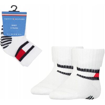 Tommy Hilfiger Skarpety Skarpetki Dziecięce 2 Pary Białe R.19-22 Tommy Hilfiger Skarpety Skarpetki Dziecięce 2 Pary Białe R.19-22
