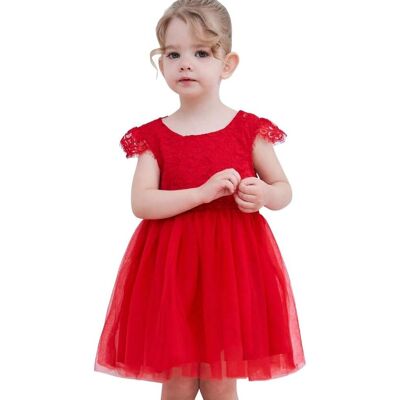 Inny producent Ugitopi Sukienka dla Dziewczynek Tiulowa z Koronką Wizytowa Czerwona 100 cm Inny producent Ugitopi Sukienka dla Dziewczynek Tiulowa z Koronką Wizytowa Czerwona 100 cm