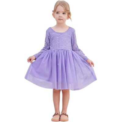 Inny producent Ugitopi Sukienka dla Dziewczynek Tiulowa z Koronką Wizytowa Fioletowa 90 cm Inny producent Ugitopi Sukienka dla Dziewczynek Tiulowa z Koronką Wizytowa Fioletowa 90 cm