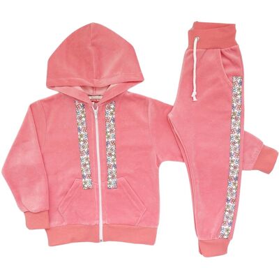 Welur dla dziewczynki dres Welurowy 104 brzoskwiniowy z lampasem REVAJ Welur dla dziewczynki dres Welurowy 104 brzoskwiniowy z lampasem REVAJ