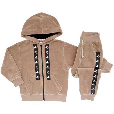 Welur dla dziewczynki dres Welurowy 146 beżowy z lampasem REVAJ Welur dla dziewczynki dres Welurowy 146 beżowy z lampasem REVAJ