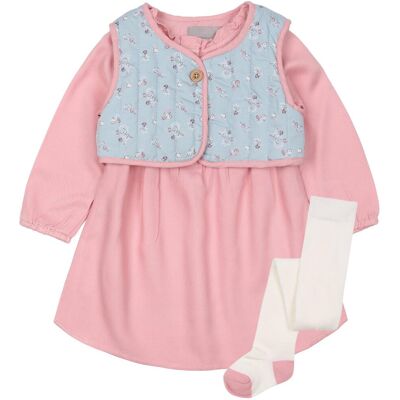 sarcia.eu Zestaw niemowlęcy sukienka, kamizelka, rajstopy, dla dziewczynki 6-9 m 74 cm sarcia.eu Zestaw niemowlęcy sukienka, kamizelka, rajstopy, dla dziewczynki 6-9 m 74 cm