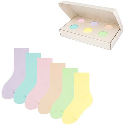 ZOOKSY zestaw klasycznych skarpetek dla dzieci r.30-35 6 par, długie skarpetki dziecięce - PASTEL BOX ZOOKSY zestaw klasycznych skarpetek dla dzieci r.30-35 6 par, długie skarpetki dziecięce - PASTEL BOX