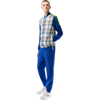 Kompletny Męski Dres Lacoste Sport Spodnie + Kurtka Niebiesko-Zielony W Kratę R. Xs Kompletny Męski Dres Lacoste Sport Spodnie + Kurtka Niebiesko-Zielony W Kratę R. Xs