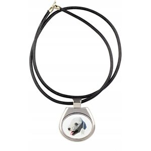 ART Bedlington Terrier, Rothbury Terrier -naszyjnik ze zdjęciem i napisem geome ART Bedlington Terrier, Rothbury Terrier -naszyjnik ze zdjęciem i napisem geome