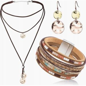 Inny producent BIŻUTERII ZESTAW 3 SZTUKI NASZYJNIK BRANSOLETKA KOLCZYKI BOHO VINTAGE Inny producent BIŻUTERII ZESTAW 3 SZTUKI NASZYJNIK BRANSOLETKA KOLCZYKI BOHO VINTAGE