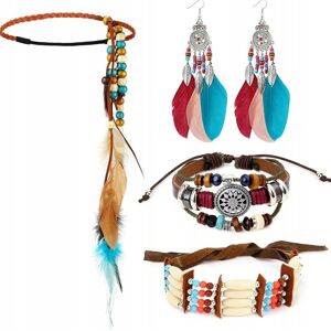 Inny producent BIŻUTERII ZESTAW PIÓRA BOHO OPASKA NASZYJNIK BRANSOLETKI KOLCZYKI ETNICZNY Inny producent BIŻUTERII ZESTAW PIÓRA BOHO OPASKA NASZYJNIK BRANSOLETKI KOLCZYKI ETNICZNY