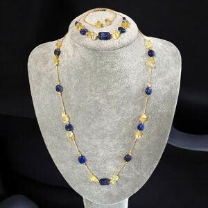 Inny producent Blask Komplet biżuterii 2elementy naszyjnik bransoletka Lapis lazuli z cytrynem Inny producent Blask Komplet biżuterii 2elementy naszyjnik bransoletka Lapis lazuli z cytrynem