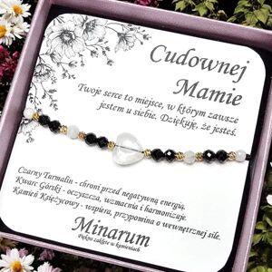 Inny producent Bransoletka Cudownej dla Mamy Czarny Turmalin Kamień Księżycowy Kryształ Górski Inny producent Bransoletka Cudownej dla Mamy Czarny Turmalin Kamień Księżycowy Kryształ Górski