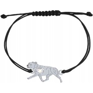 Radziszewska Bransoletka Srebrna z psem Staffordshire Bull Terrier 925 Sznurek GRAWER Radziszewska Bransoletka Srebrna z psem Staffordshire Bull Terrier 925 Sznurek GRAWER