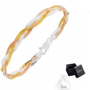 ulex premium Bransoletka Srebro 925 Elegancka Bransoletka Trójkolorowa dla Niej 19 cm ulex premium Bransoletka Srebro 925 Elegancka Bransoletka Trójkolorowa dla Niej 19 cm