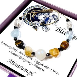 Inny producent Bransoletka znak zodiaku Bliźnięta Cytryn Tygrysie oko Akwamaryn bransoletka z kamieni naturalnych Inny producent Bransoletka znak zodiaku Bliźnięta Cytryn Tygrysie oko Akwamaryn bransoletka z kamieni naturalnych
