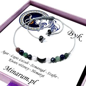 Inny producent Bransoletka znak zodiaku Byk Lapis Lazuli Szafir Agat różowy bransoletka z kamieni naturalnych Inny producent Bransoletka znak zodiaku Byk Lapis Lazuli Szafir Agat różowy bransoletka z kamieni naturalnych