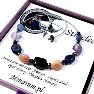 Inny producent Bransoletka znak zodiaku Strzelec Obsydian Lapis Lazuli Opal bransoletka z kamieni naturalnych Inny producent Bransoletka znak zodiaku Strzelec Obsydian Lapis Lazuli Opal bransoletka z kamieni naturalnych