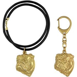 Buldog angielski, Bulldog II - brelok i naszyjnik z psem w pudełku, produkt pozłacany wysokiej jakości, marka Art-Dog Buldog angielski, Bulldog II - brelok i naszyjnik z psem w pudełku, produkt pozłacany wysokiej jakości, marka Art-Dog